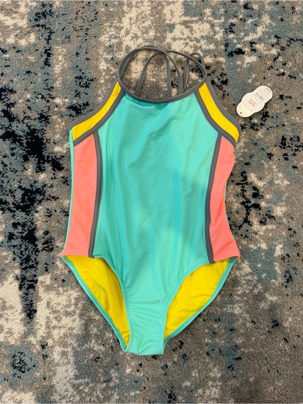 NWT Wonder Nation Girls' Multicolor One-Piece Swimsuit - XL 14/16
